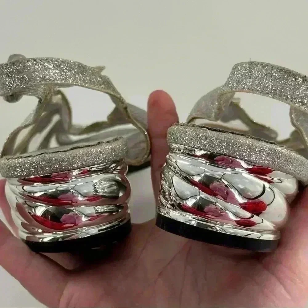 Ashro heels 9 silver glitter formal vintage 80s 90s grandmother of the bride